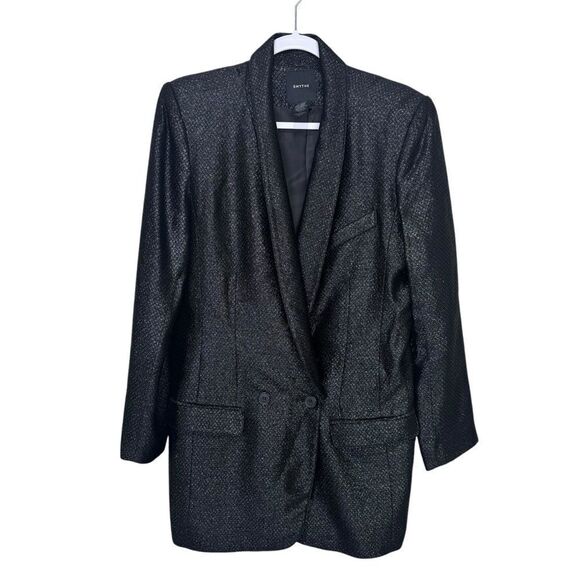 Smythe Oversized Blazer Jacket Dress Liquid Metallic Black Size 6 - Picture 6 of 10